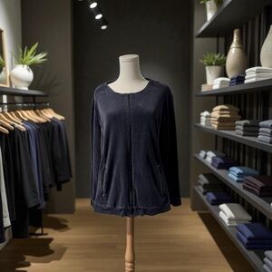 Anthony Velour Zip Up Jacket SZ XL Navy‎ Blue